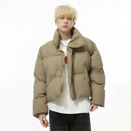 Load image into Gallery viewer, Korean Style Men&#39;s Parkas Stand Collar Thickened Soli D Color Simple Drawstring Winter Casual Short Padded Jackets 9C8970
