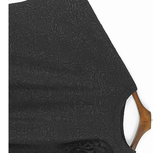 Load image into Gallery viewer, Women Black Three-dimensional Flower Big Size Midi Dress New Round Neck Half Sleeve Fashion Spring Autumn 2025  1DJ1104
