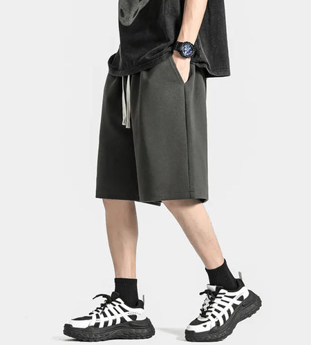 Men's Shorts Simple Solid Color Elastic Waist Casual Clothing Male New Korean Handsome Loose Trendy Summer 2025 9W1352