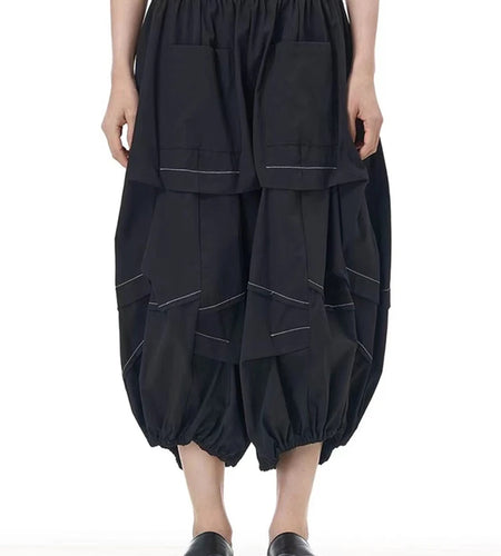 High Elastic Waist Khaki Topstitched Pleated Wide Leg Pants New Trousers Women Fashion Tide Spring Autumn 2025 1DH9548