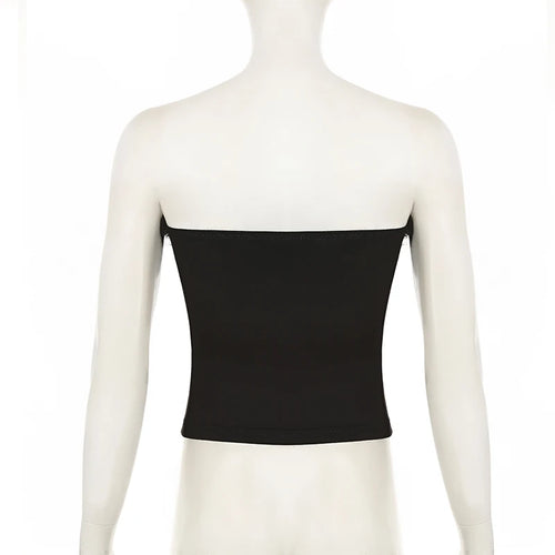 Load image into Gallery viewer, Vintage Butterfly Printed Faux Fur Trim Tube Tops Dark Gothic Off Shoulder Skinny Cropped Tank Top Y2K Hottie Clothes
