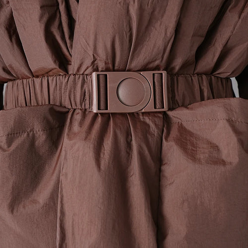 Load image into Gallery viewer, Brown Belted Big Size Keep Warm Cotton-padded Coat Long Sleeve Women Parkas Fashion Tide New Autumn Winter 2025 2Z2885
