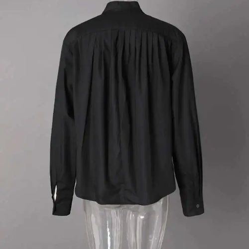 Load image into Gallery viewer, Women White Pleated Elegant Big Size Blouse New Stand Collar Long Sleeve Shirt Fashion Tide Spring Autumn 2025 CPG2608
