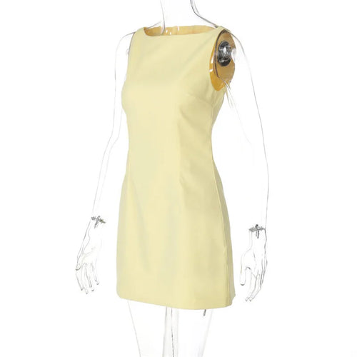 Load image into Gallery viewer, Fashion Sleeveless Sexy Mini Dress For Women Solid Color O Neck Zipper Two Layer Bodycon Club Party Dress Elegant
