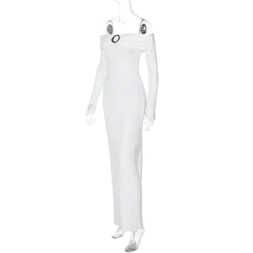Load image into Gallery viewer, Off-shoulder Long Sleeve Sexy Maxi Dress For Women Autumn New Strapless Backless Bodycon Elegant Club Party Long Dress
