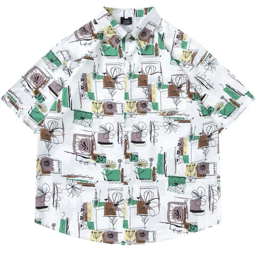 Load image into Gallery viewer, Summer Hawaiian Shirt Harajuku Graffiti Graphic Printed Button Up Beach Blouse Men Hip Hop Casual Baggy Short Sleeve Shirts Tops
