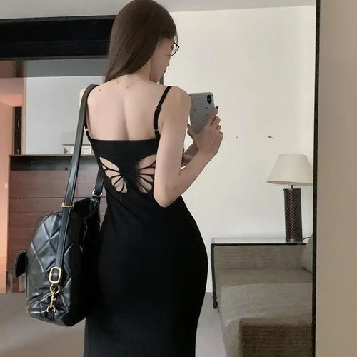 Load image into Gallery viewer, Slip Sleeveless Backless Maxi Dress Women Y2k Summer Bodycon Streetwear Elegant Sexy Outfits Ladies Birthday Party Club Sundress
