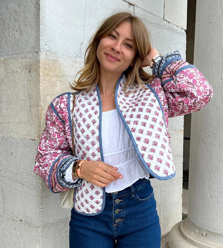 Long Sleeve Flower Printed Reversible Jackets Women Casual Open Front Cotton Winter Warm Coat 2023 Female Fashion Parkas Tops