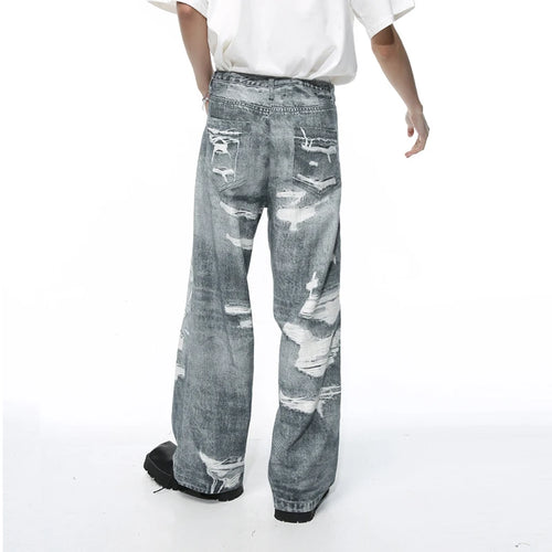 Load image into Gallery viewer, Men&#39;s Denim Pants 2024 Summer Fashion Casual Pocket Zipper Male Straight Leg Trousers Retro Style Loose Hole 9C5394
