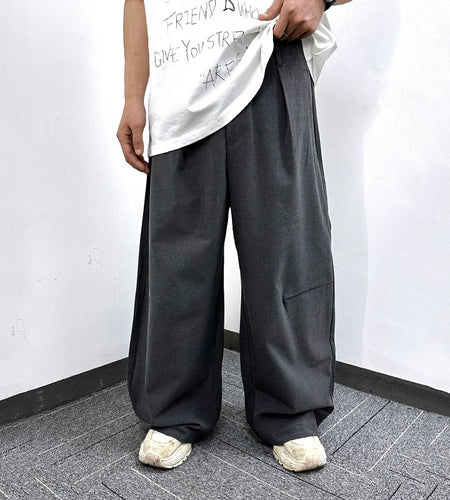 Men's Suit Pants Spring New American Style Casual Trousers Straight Loose Solid Color Trendy Wide Leg Menwear 9W1747