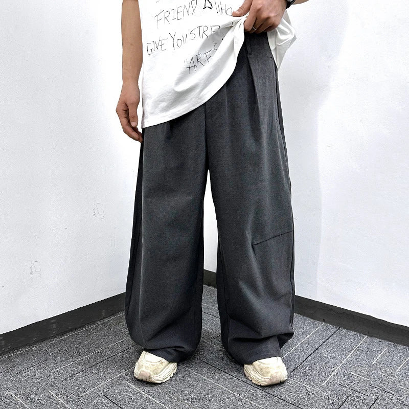 Men's Suit Pants Spring New American Style Casual Trousers Straight Loose Solid Color Trendy Wide Leg Menwear 9W1747
