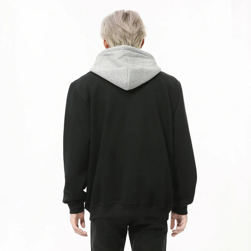 Load image into Gallery viewer, Fake Two-piece Men&#39;s Jackets Hooded Drawstring Casual Contrast Color Korean Style Loose Zipper Male Coats Fashion 9C9215
