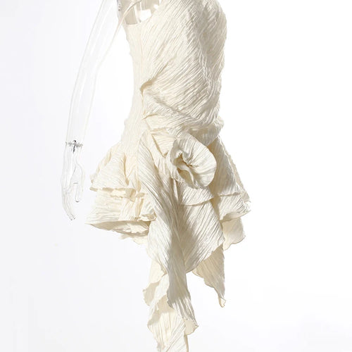 Load image into Gallery viewer, Women Silver Gray Textured Pleated Ruffles Vest Dress New Round Neck Sleeveless Fashion Tide Spring Summer 2025 7AB9278
