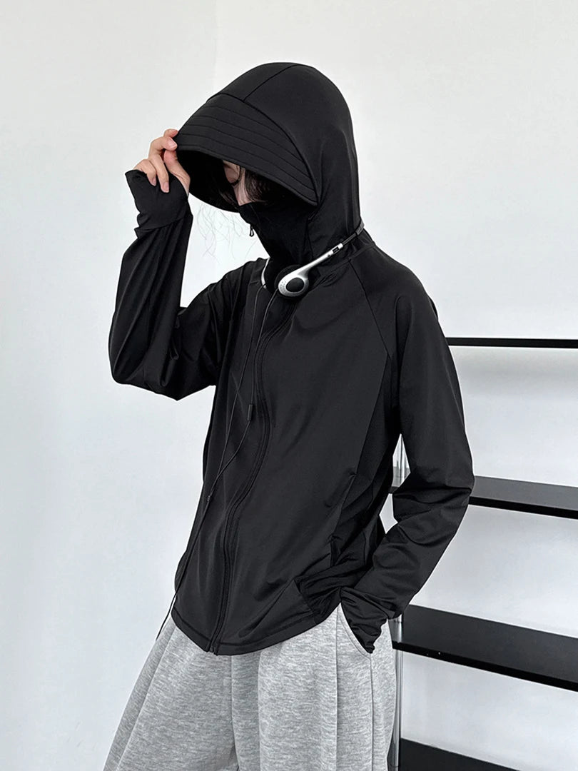 Gray Sunscreen Thin Big Size Casual Jacket New Hooded Long Sleeve Women Coat Fashion Tide Spring Autumn 2025 1DJ1562