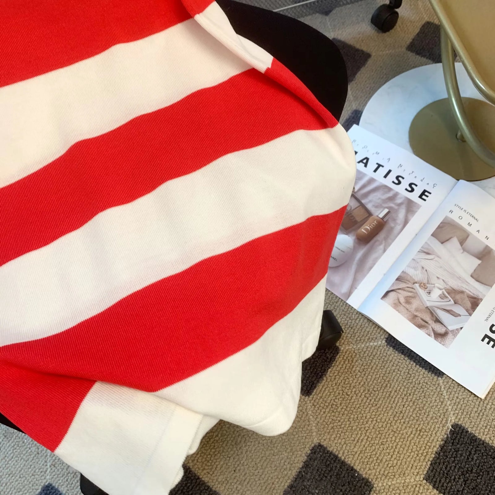 Women Red White Striped Patchwork Knit Mini Dress 2024 New Slim Polo Collar Ladies Short Sleeve Wrapped Hip A-line Dress Fashion