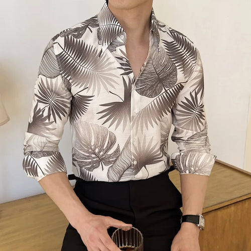 Load image into Gallery viewer, Printing Design Men's Shirts New British Long Sleeve Clothing Loose Lape Collar Single Breasted Male Top Summer 2025 9W1574
