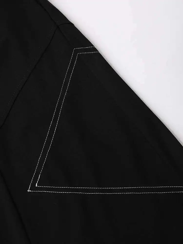 High Elastic Waist Black Topstitched Pocket A-line Half-body Skirt Women Fashion Tide New Spring Autumn 2025 1DH5353