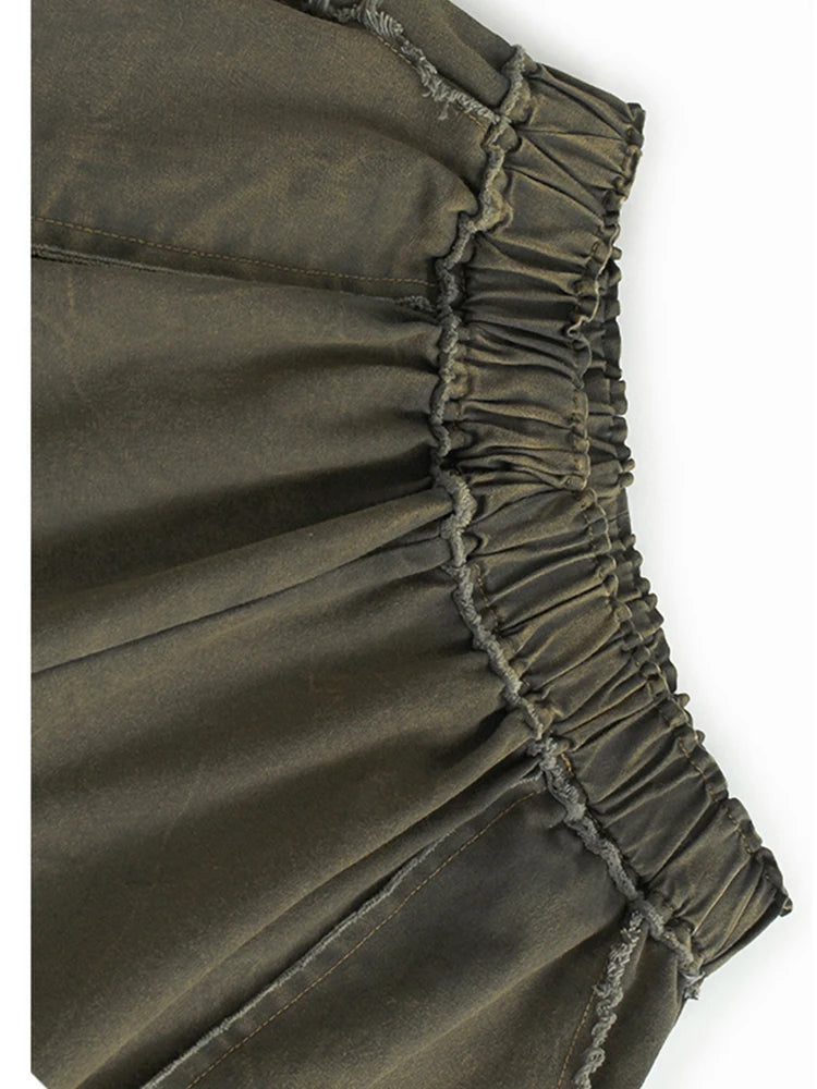 High Waist Caramel Color Denim Burr Pockets Wide Leg Jeans New Women Trousers Fashion Tide Spring Autumn 2025 1DH9668