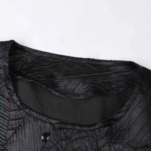 Load image into Gallery viewer, Women Black Pleated Bandage Big Size Blouse New Round Neck Long Sleeve Shirt Fashion Tide Spring Autumn 2025 CPG1142
