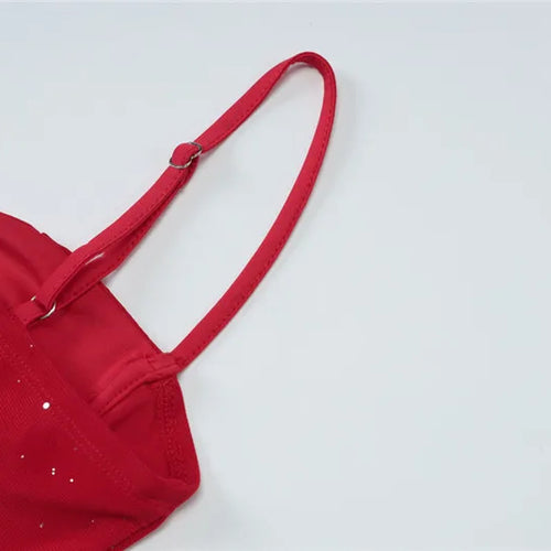 Load image into Gallery viewer, Spaghetti Strap Ruffled Sexy Mini Dress For Women Red Fashion Sleeveless Backless High Waist A-line Club Party Dress
