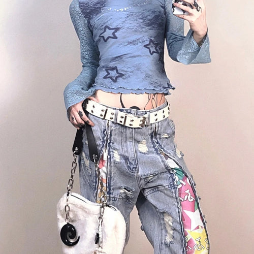 Load image into Gallery viewer, Y2k Aesthetic Leopard Patchwork Tshirts Women Harajuku Gothic Punk Basic T-shirt Streetwear Diamond Bottoming Tee Shirts Femme
