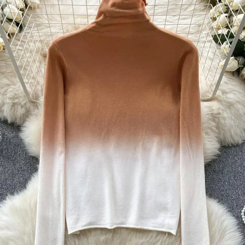 Load image into Gallery viewer, Women Vintage Elegant Long Sleeved Gradual Knitted Sweater Female Autumn New Turtleneck Slim Pullover Tops Fashion Versatile Y2k
