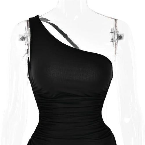 Load image into Gallery viewer, One Shoulder Diagonal Collar Backless Sexy Maxi Dress For Women Robe Fashion Off-shoulder Sleeveless High Split Dress
