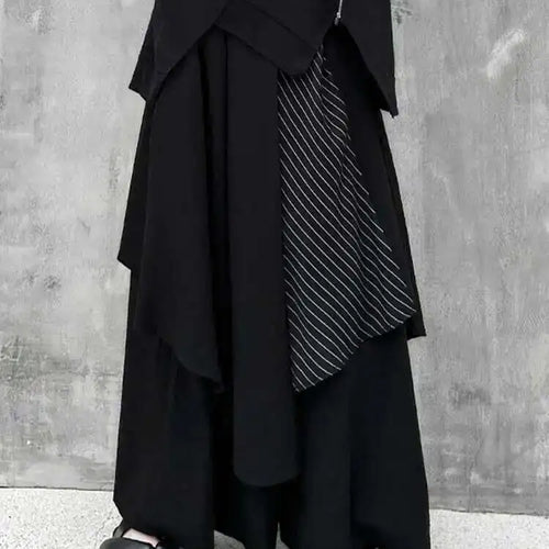 Load image into Gallery viewer, High Elastic Waist Black Striped Irregular Wide Leg Pants New Loose Fit Trousers Women Fashion Spring Autumn 2025 1DF7892
