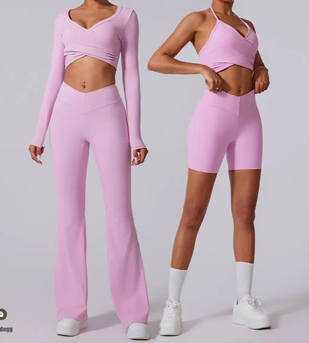 High V Waist Flare Leggings Yoga Pants Women Wide Leg Gym Workout Fitness Sports Pant Latin Dance Trousers Active Wear Bottom