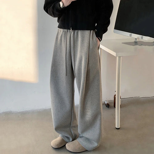 Load image into Gallery viewer, Fleecing Thickened Men&#39;s Casual Trousers Drawstring Solid Pockets High Street Male Straight Wide Leg Pants Winter 9C8923
