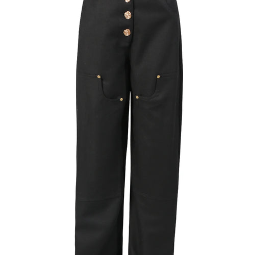 Load image into Gallery viewer, Solid Spliced Buttons Two Piece Sets for Women Lapel Long Sleves Jacket High Waist Wide Leg Pant Fashion Set Female
