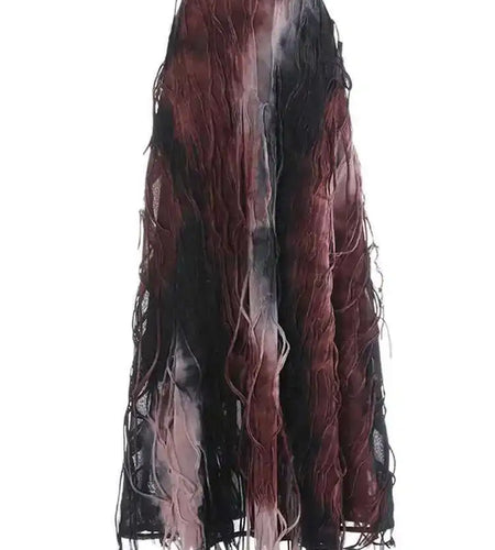 High Elastic Waist Orange Tie Dye Irregular A-line Half-body Skirt Women Fashion Tide New Spring Autumn 2025 1DH5392
