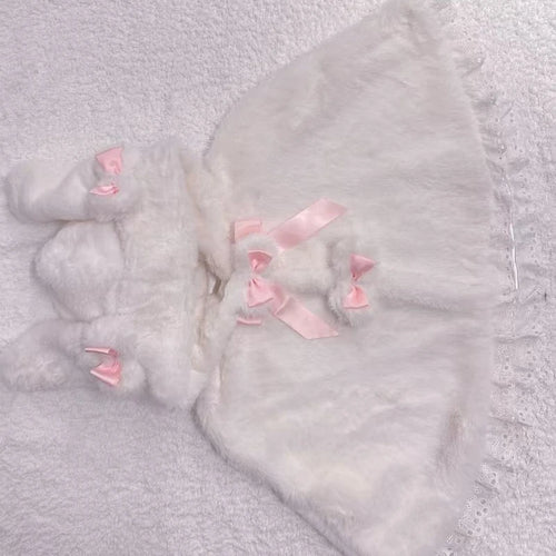 Load image into Gallery viewer, Lolita Kawaii Loose Sweet Hooded Cloak Coats Japanese Grunge Fluffy Bow Jackets Y2k Aesthetic Grunge Lace Patchwork Women Tops
