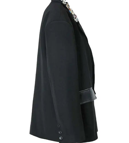 Women Black Colorful Button Big Size Blazer New Lapel Long Sleeve Loose Fit Jacket Fashion Spring Autumn 2025 1DF3113