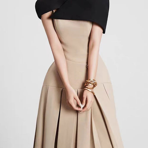 Load image into Gallery viewer, Hit Color Elegant Removable Dress For Women Square Collar Sleeveless High Waist Slimming Dress Female Fashion New
