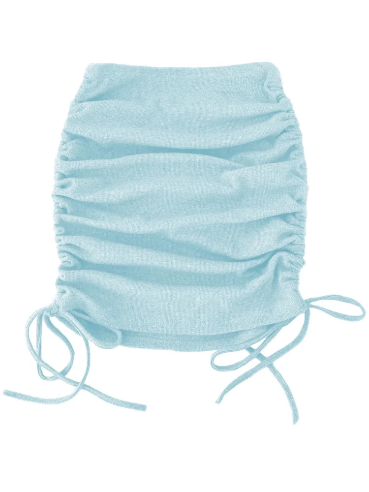 women's skirts harajuku 2024 spring autumn period ladies knitting thread side draw string elastic sexy skirts womens