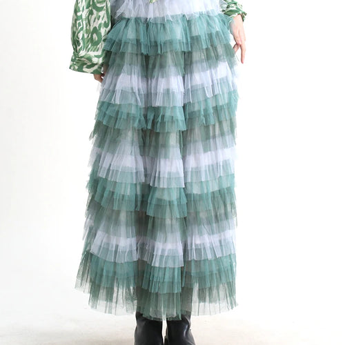 Load image into Gallery viewer, Mesh Elegant Skirts For Women High Waist Folds Elegant Temperament Ball Gown Skirt Female Summer Fashion Clothing
