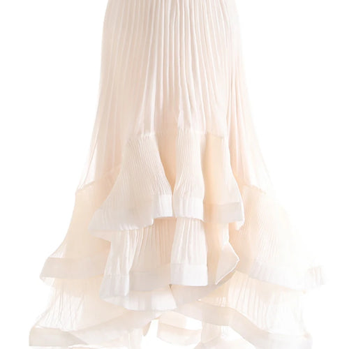 Load image into Gallery viewer, High Elastic Waist Red Pleated Irregular Ruffles Elegant Half-body Skirt Women Fashion Tide New Spring Autumn 2025 1DJ0171
