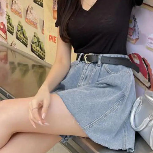 Load image into Gallery viewer, Black Washed Wide-leg Denim Shorts Woman All-match Blue Streetwear Fashion Casual Button Pockets High Waist Summer Korean Style
