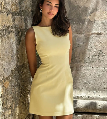 Elegant Solid O Neck Sleeveless Bright Line Zip Up Sexy Bodycon Mini Dress Summer Women Y2K Outfits Vacation Party