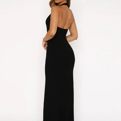 Load image into Gallery viewer, Halter Backless Sexy Maxi Dress Women Gown Summer New Solid U Neck Sleeveless High Waist Long Dress Elegant 2025
