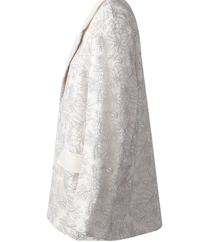 Women Beige Textured Pocket Big Size Vintage Blazer New Lapel Long Sleeve Jacket Fashion Tide Spring Autumn 2025 CPG3013