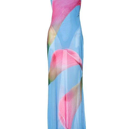 Load image into Gallery viewer, Floral Print Strapless Sexy Maxi Dress For Women Gown Patchwork Off-shoulder Backless Sleeveless Print Long Dress
