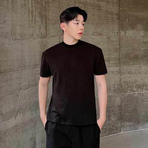 Load image into Gallery viewer, Men&#39;s T-shirt Korean Style Personalized Slim Fit High Elastic Half High Collar Short Sleeve Versatile Clothing 9C5788
