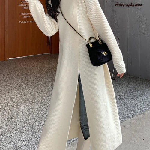 Load image into Gallery viewer, Women Orange Knitting Long Slit Big Size Dress New Turtleneck Long Sleeve Loose Fit Fashion Spring Autumn 2025 1DE5886
