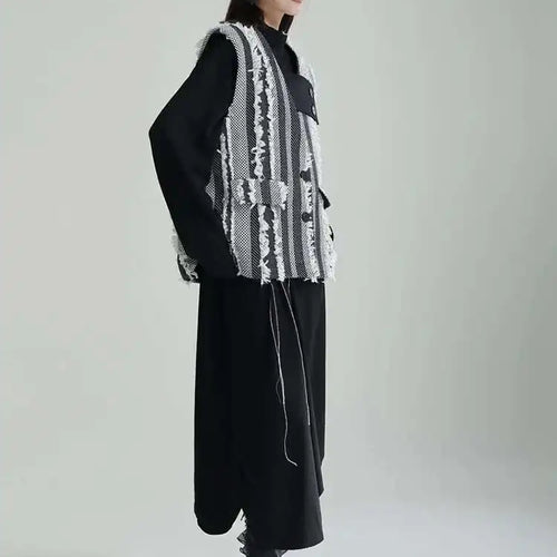 Load image into Gallery viewer, Women Black Topstitched Long Big Size Dress New Turtleneck Long Sleeve Loose Fit Fashion Tide Spring Autumn 2025 1DF3239
