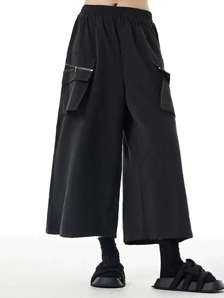 High Elastic Waist Blue Detachable Pocket Wide Leg Pants New Trousers Women Fashion Tide Spring Autumn 2025 1DH4773