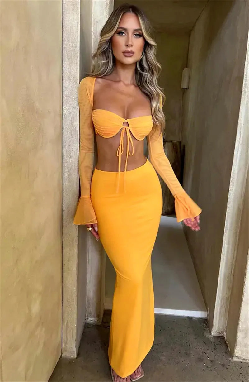 Thickened Fabric Sexy Maxi Skirt Women 2023 Autumn Winter New Solid High Waist Skinny Club Party Long Skirt Elegant