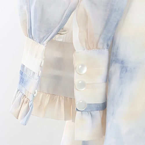 Load image into Gallery viewer, Women Pattern Printed Elegant Long Dress New Square Collar Long Puff Sleeve Fashion Tide Spring Autumn 2025 1DJ0340
