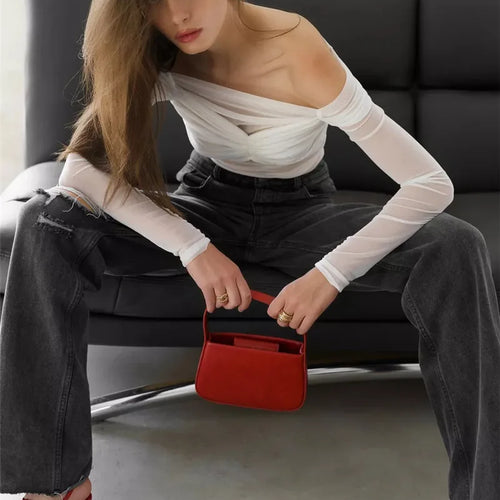 Load image into Gallery viewer, Summer Mesh Off-shoulder T-shirt Women Fashion Pleated Bust Backless Tees Tops Female Elegant Strapless See Through Top
